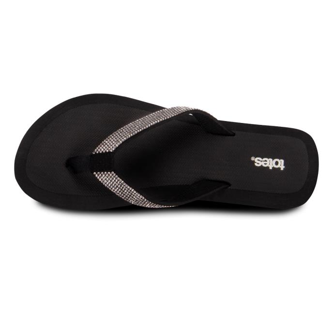 totes® Ladies Beaded Toe Post  Black Extra Image 4